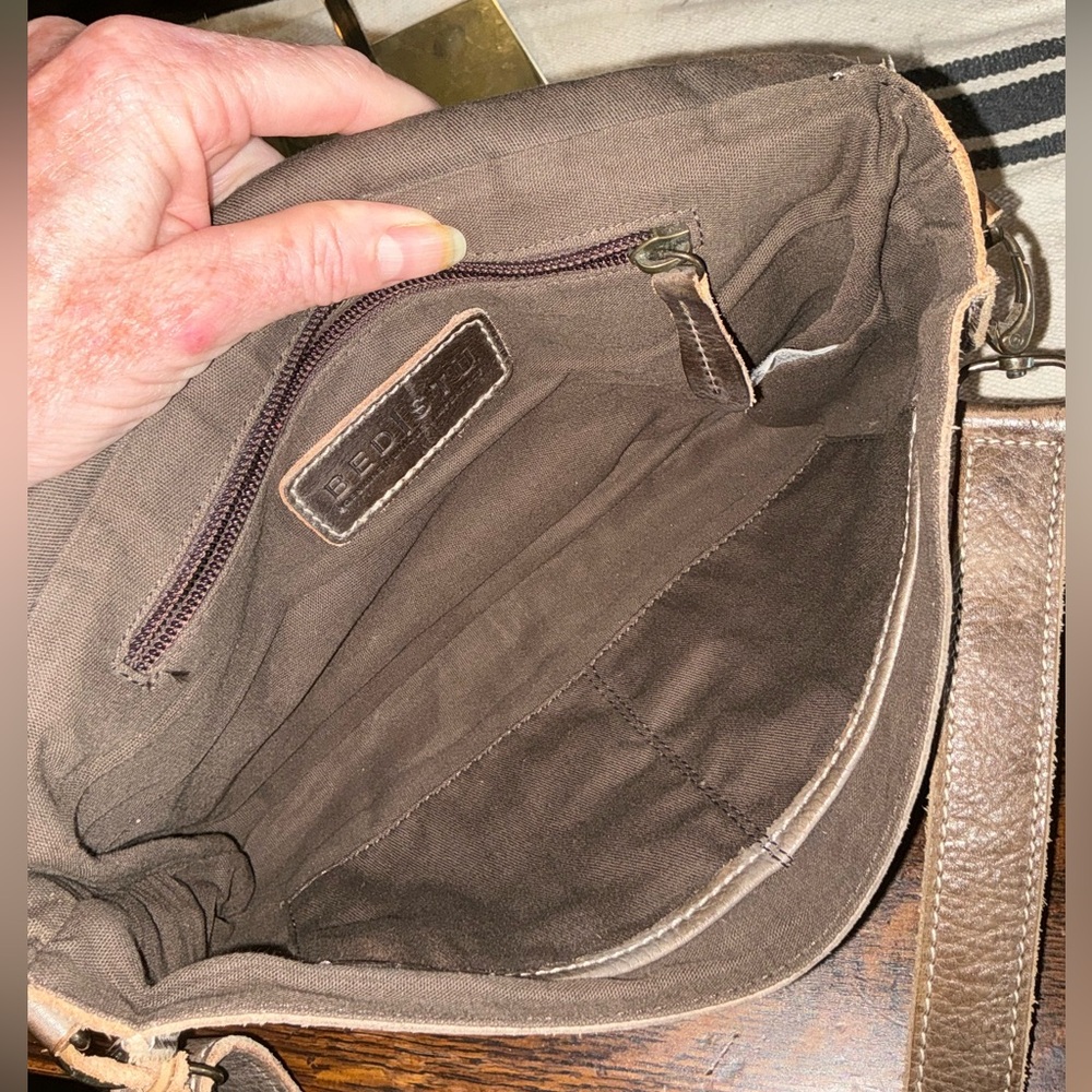 Bed Stu Aruba Leather Woven Taupe Crossbody Clutch Bag Retail $220 - Picture 12 of 16